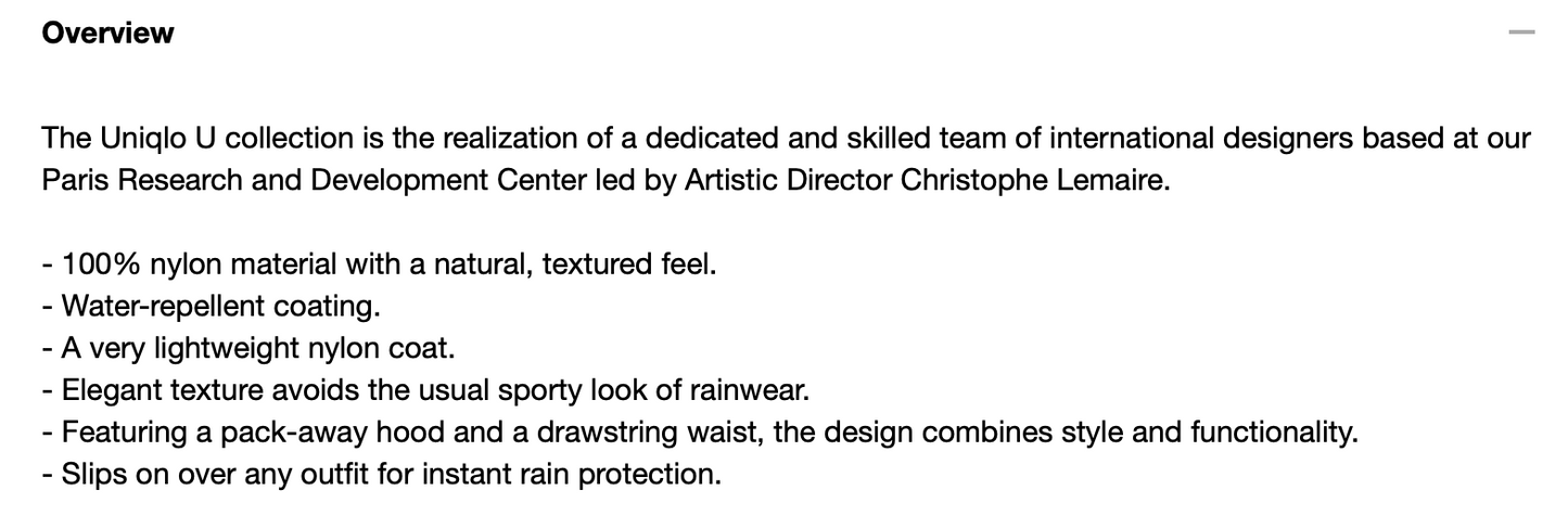 Uniqlo Rainy Coat